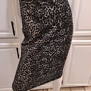 Apt. 9 Black and Gray Animal Print Pencil Midi Skirt
